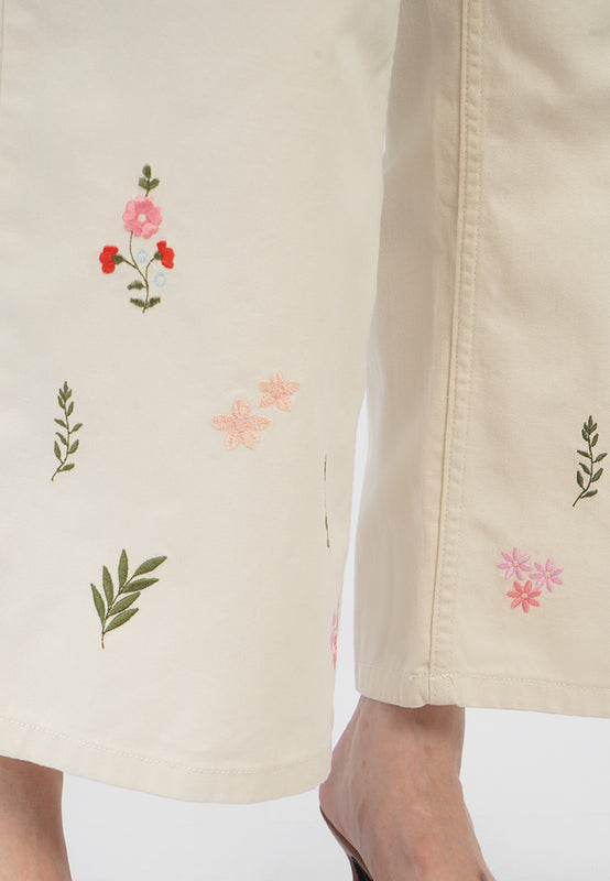 Embroidered Straight Fit Pants