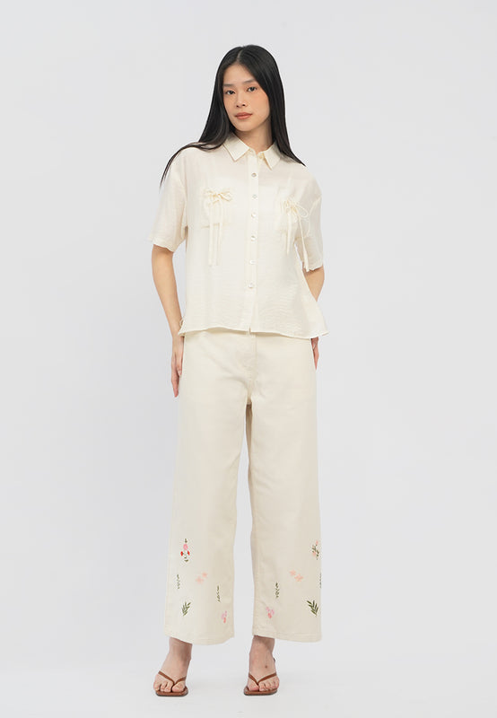 Embroidered Straight Fit Pants