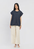 Contrast Stitch Wide Leg Pants