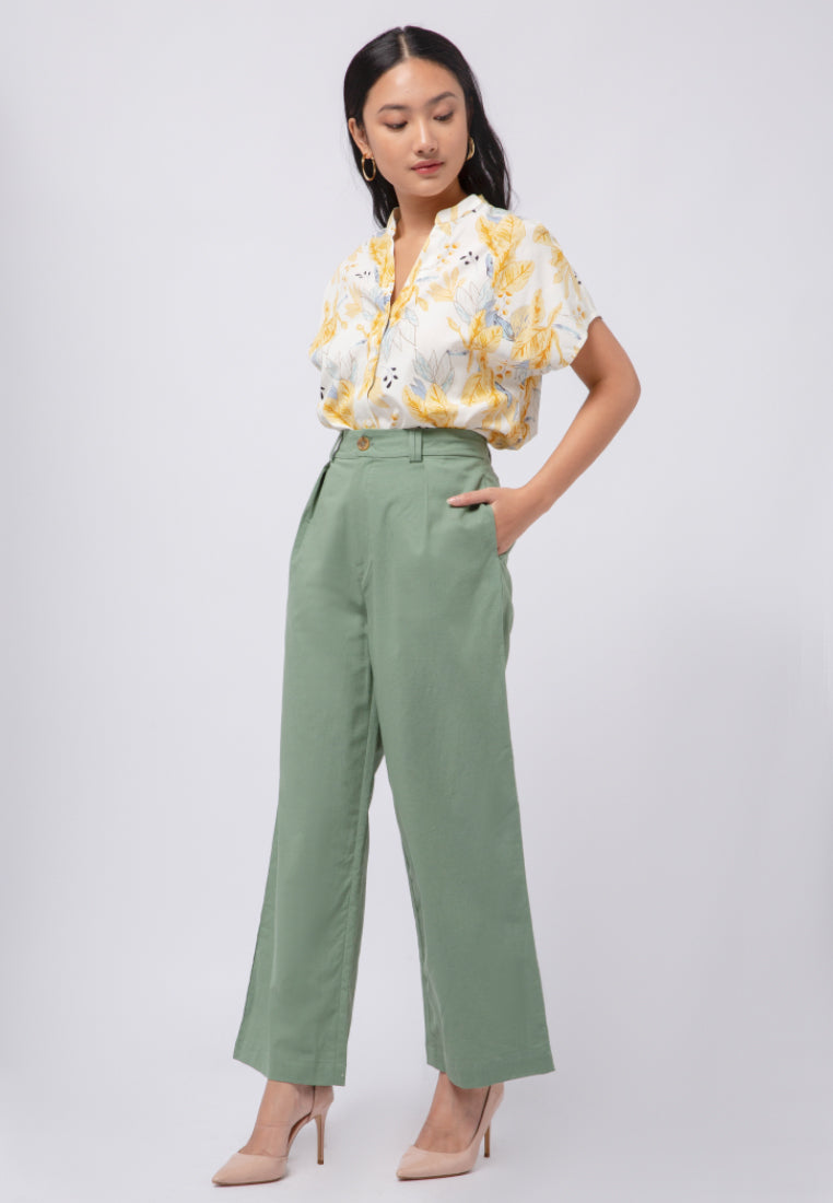 High Waist Pleated Long Pants