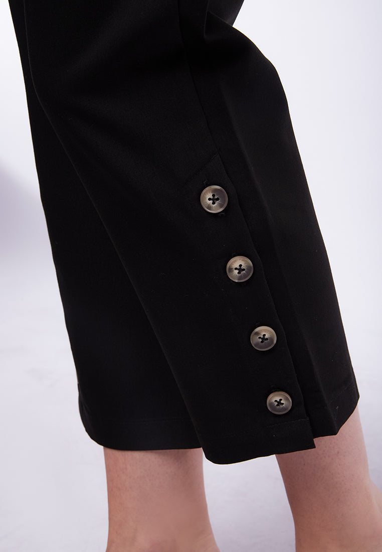 Tapered Fit Pants With Button Detail