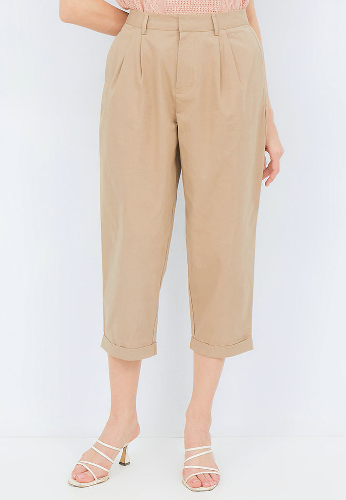 Tapered Pants with Pleat Details
