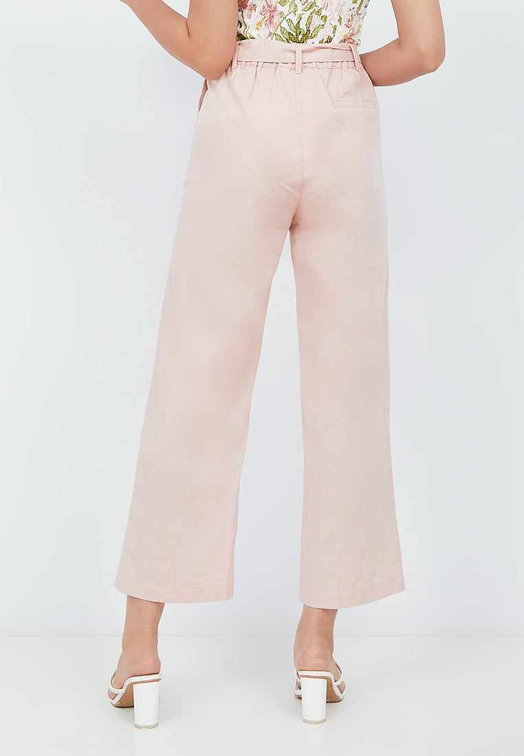Straight Leg Pants with Metal Buckle Belt