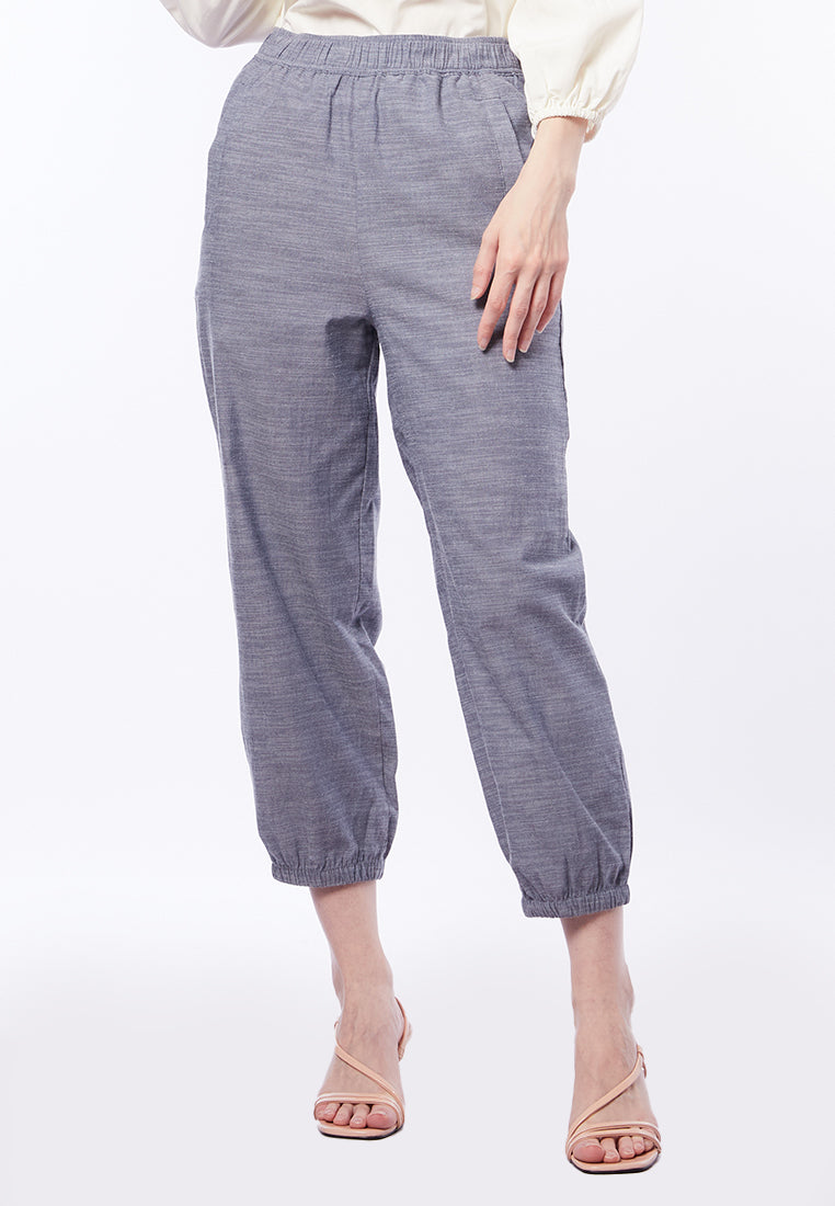 Tapered Fit Pants with Elastic Hem