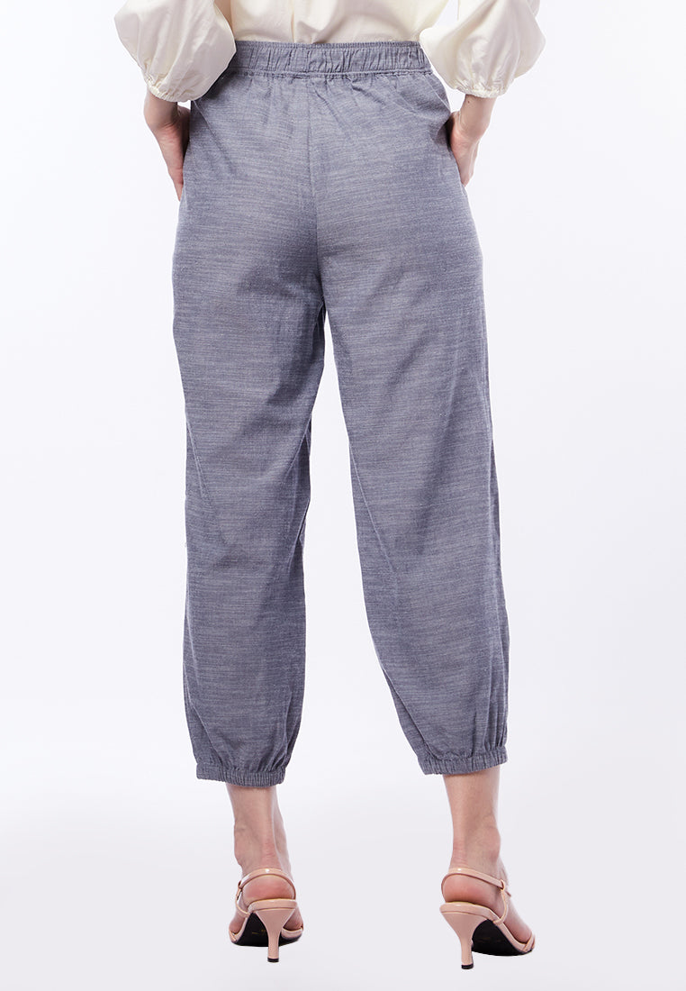 Tapered Fit Pants with Elastic Hem