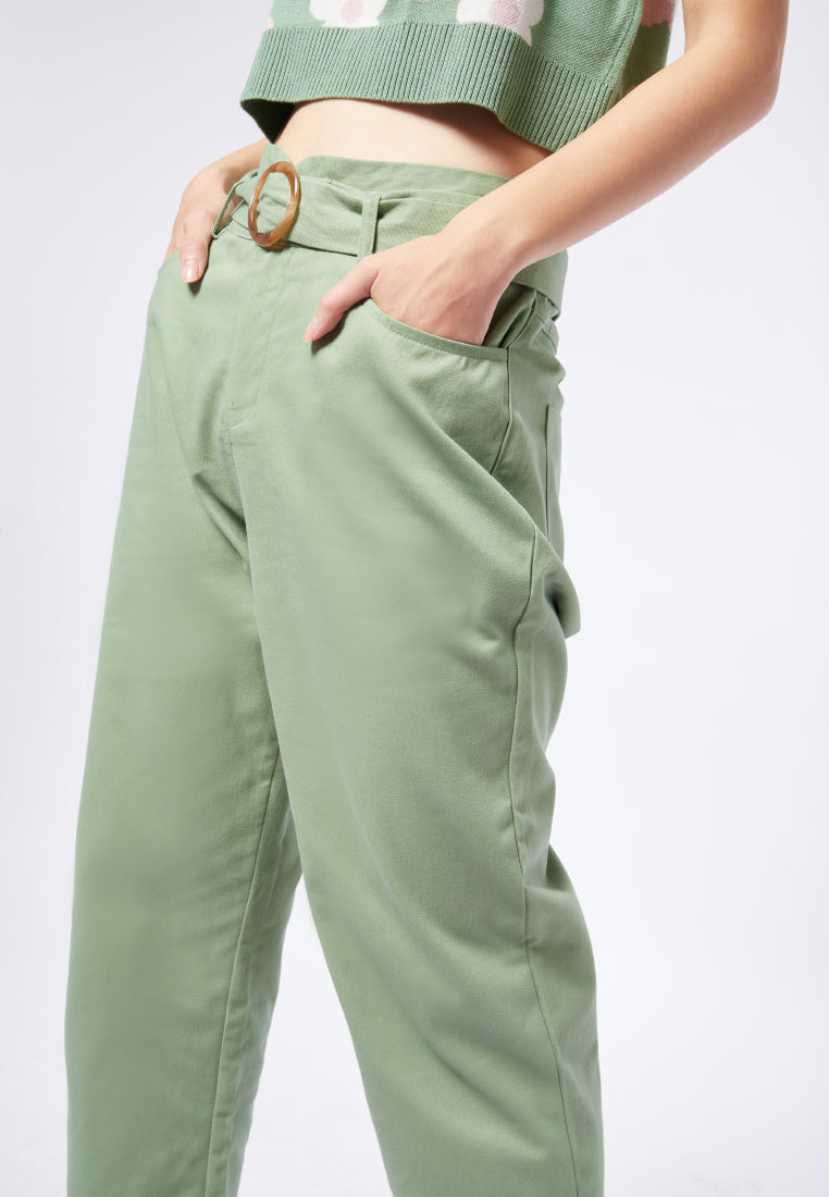 Tapered Pants with Horn Buckle Belt