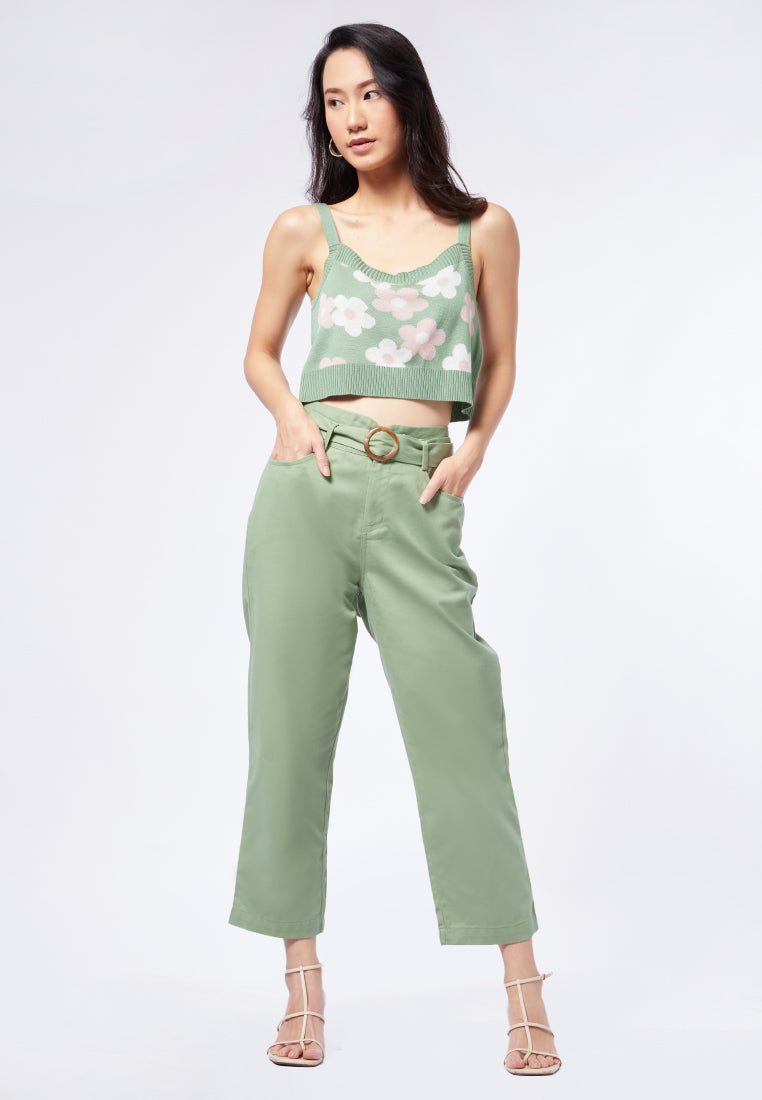 Tapered Pants with Horn Buckle Belt