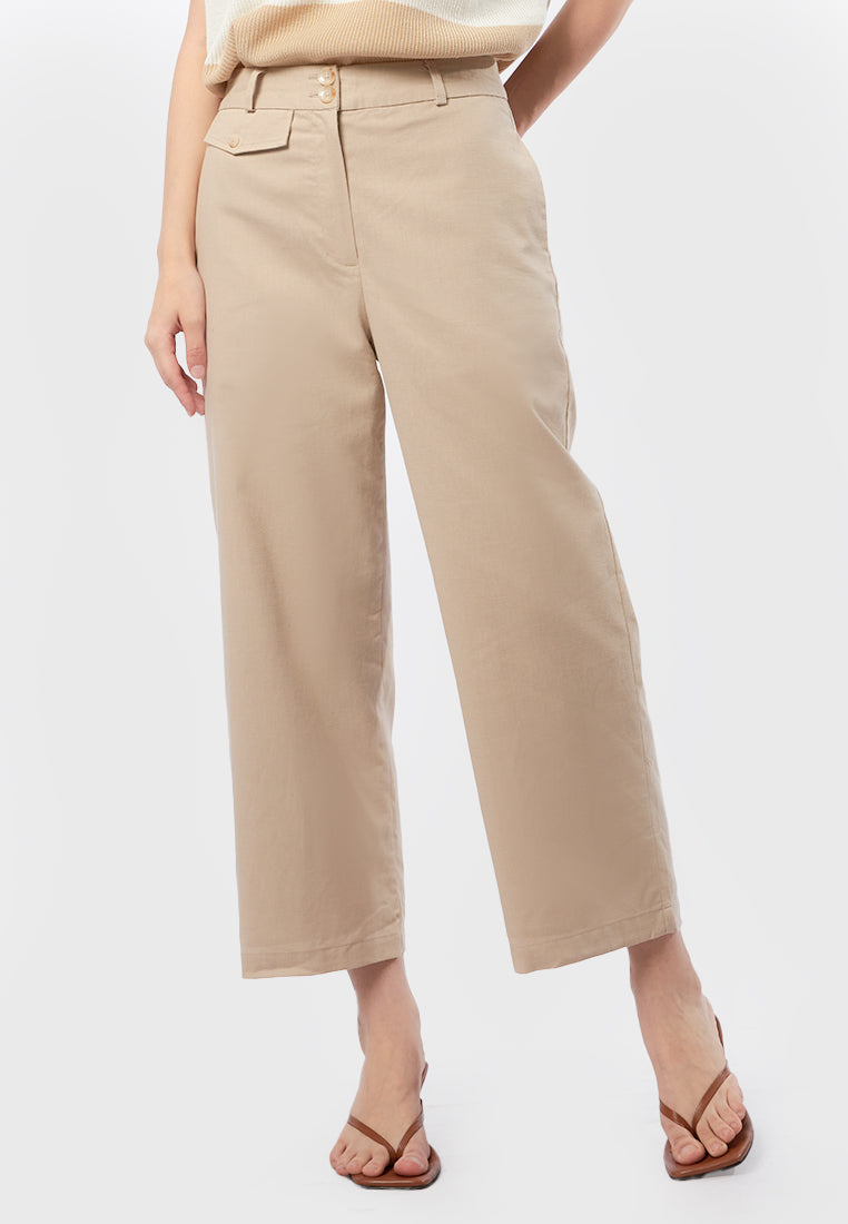 High Waist Pants with One Side Flap Pocket