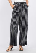 Elastic Waist Wide Leg Stripes Pants