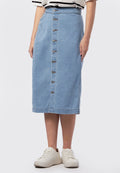 Buttoned Denim Midi Skirt