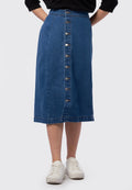Buttoned Denim Midi Skirt