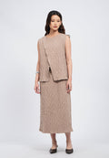 Elastic Waist Textured Midi Skirt