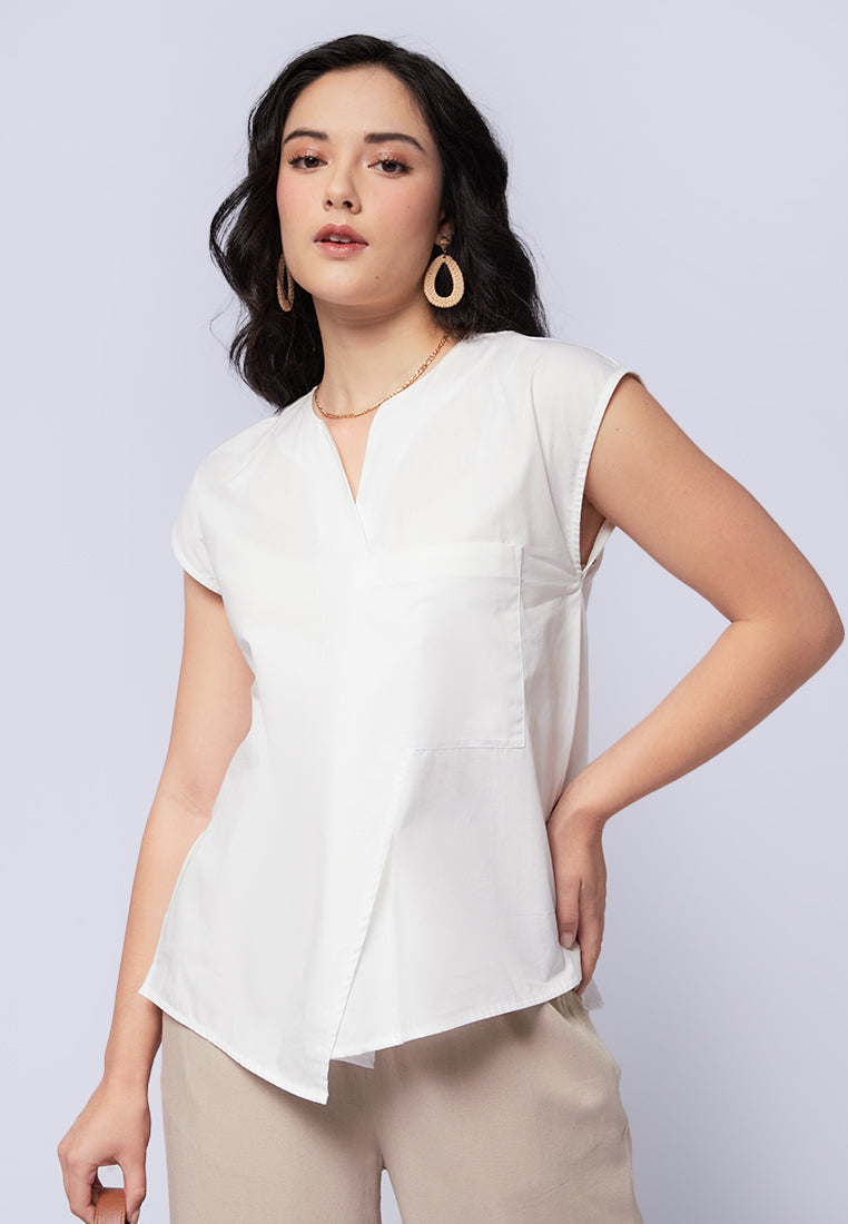 Sleeveless Blouse with Asymmetric Front