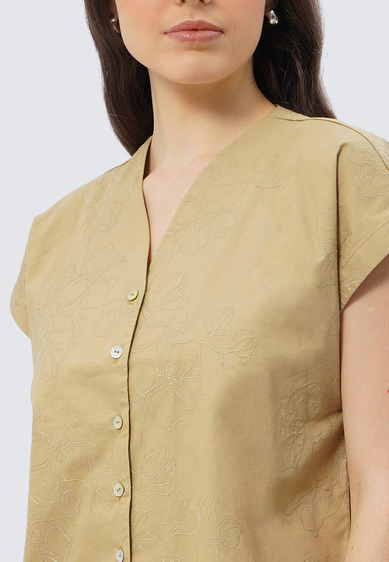 V-Neck Short Sleeve Blouse