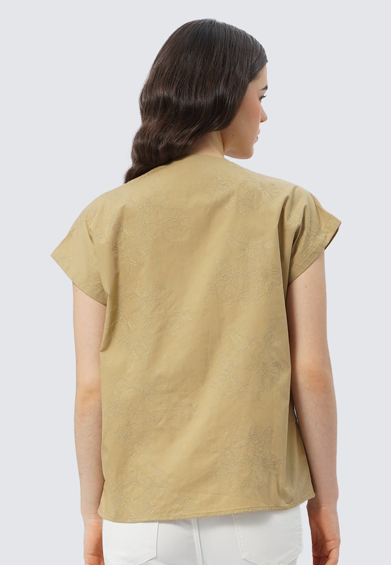 V-Neck Short Sleeve Blouse