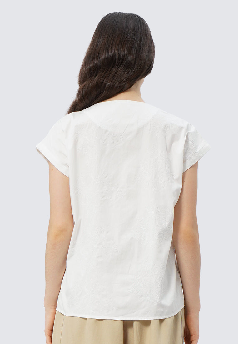 V-Neck Short Sleeve Blouse