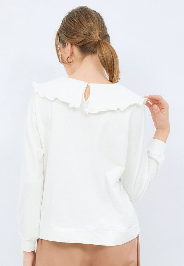 Sweatshirt with Embroidered Collar