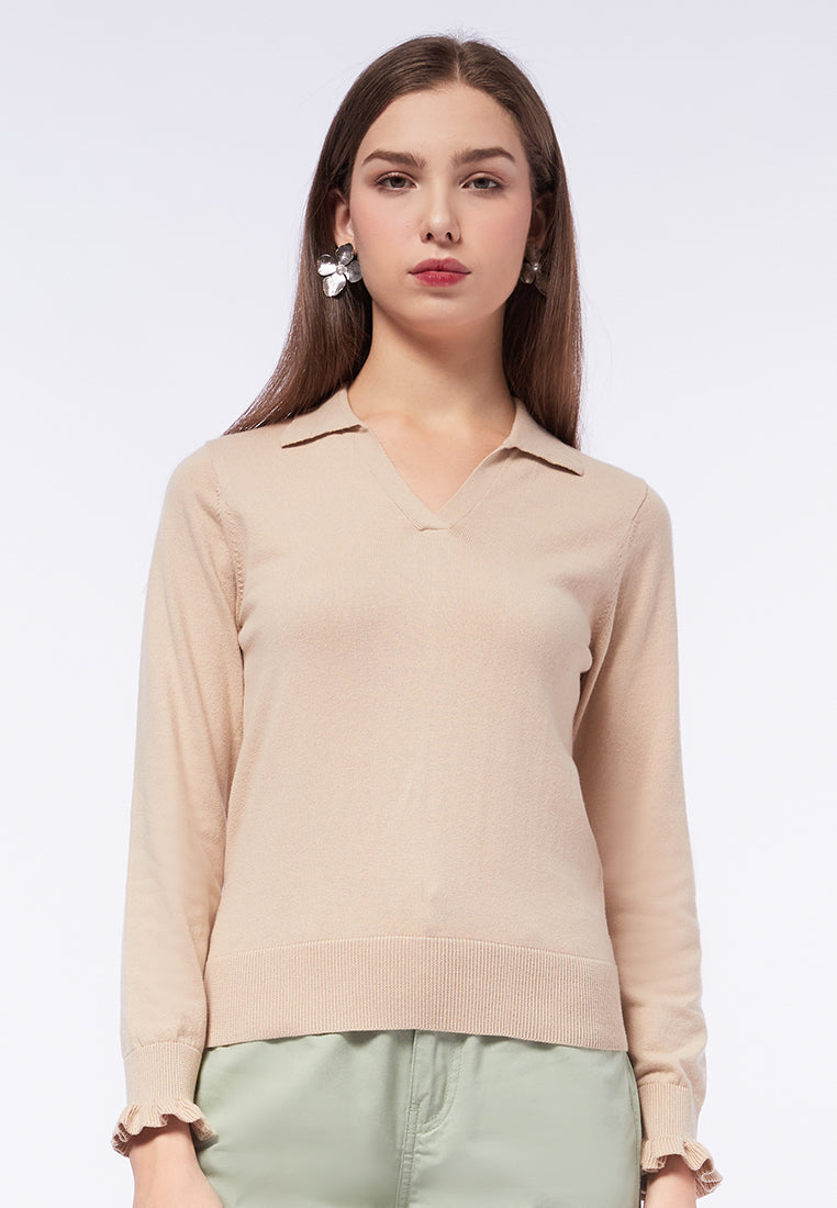 Long Sleeve Sweater with Polo Collar