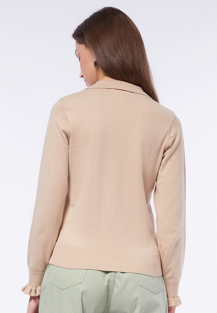 Long Sleeve Sweater with Polo Collar
