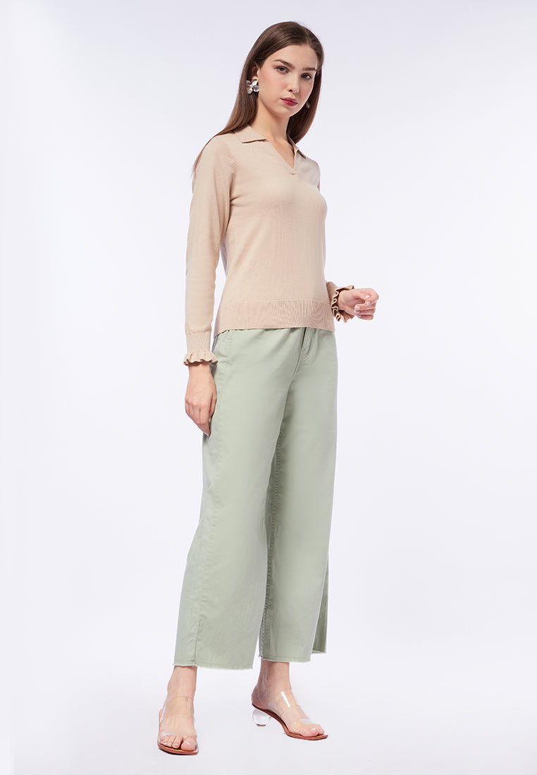 Long Sleeve Sweater with Polo Collar