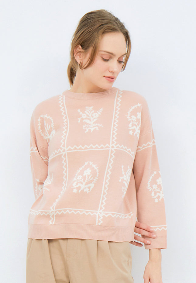 Patterned Loose Sweater