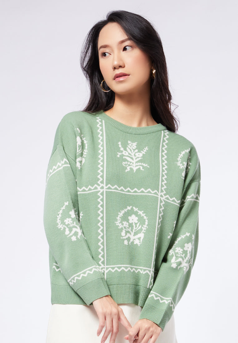 Printed Long Sleeve Sweater