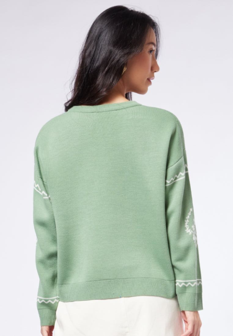 Printed Long Sleeve Sweater