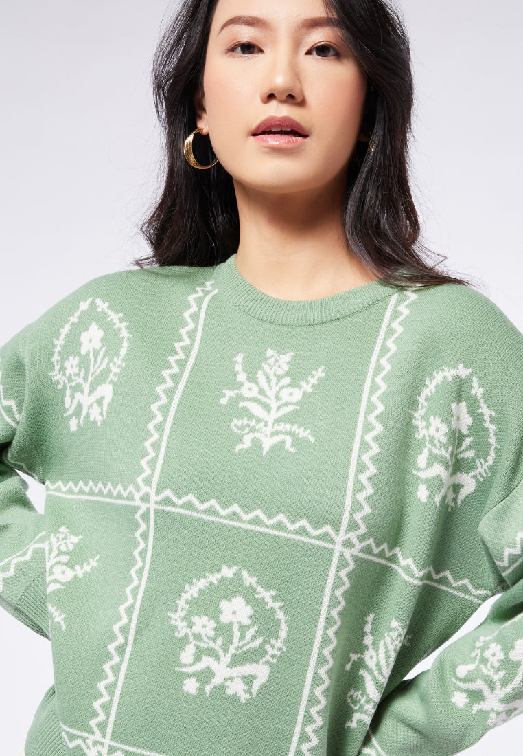 Printed Long Sleeve Sweater