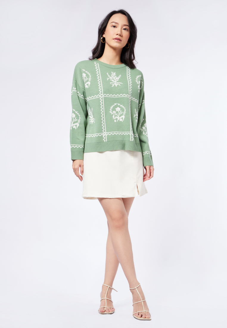 Printed Long Sleeve Sweater