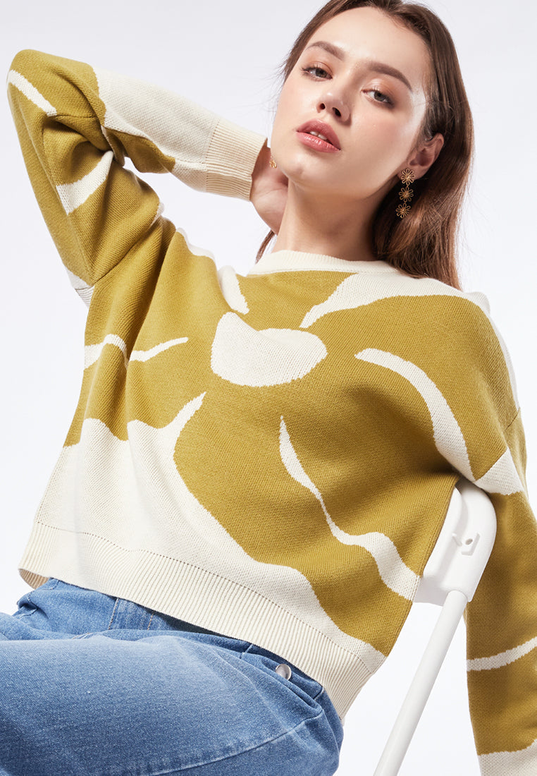 Long Sleeve Patterned Sweater