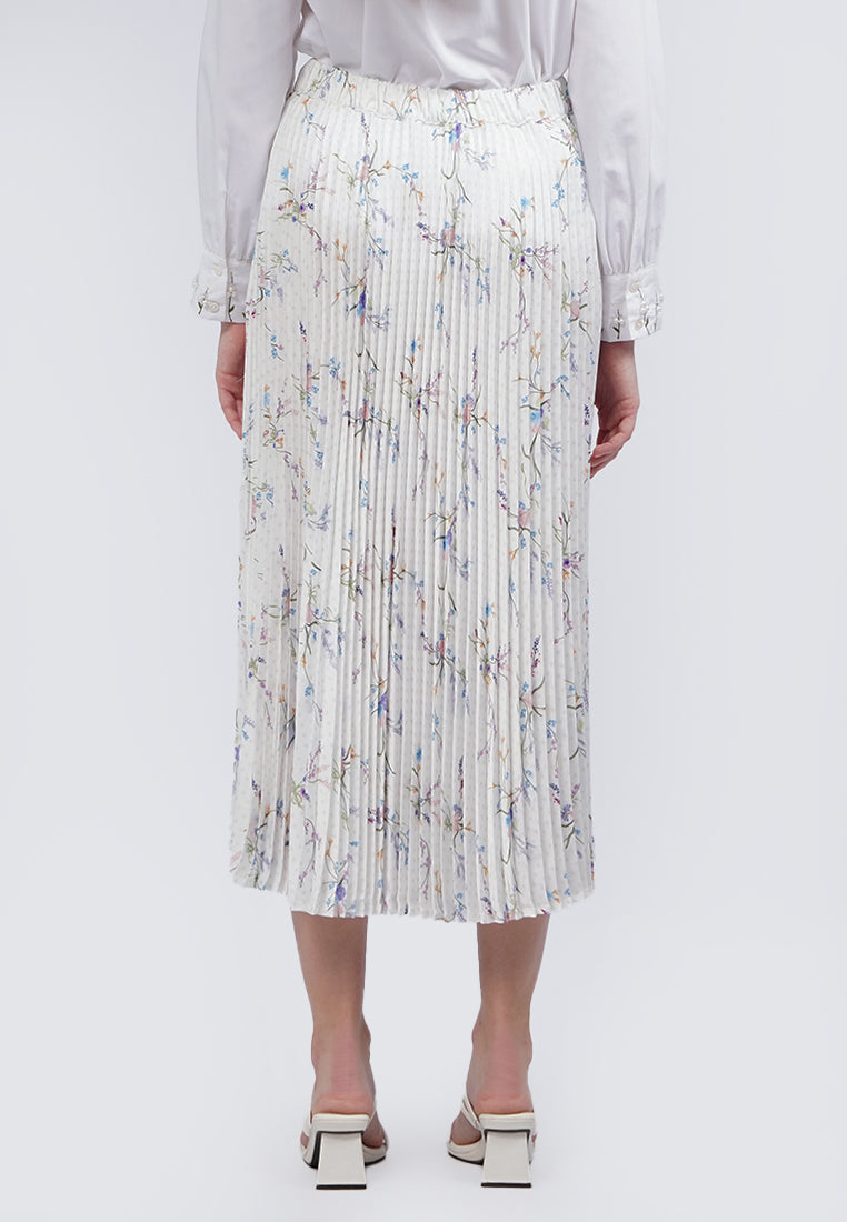 Printed Pleats Maxi Skirt
