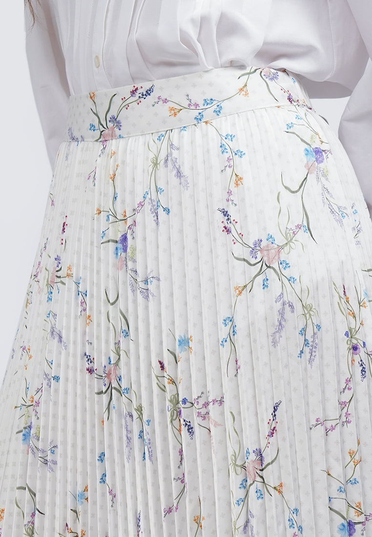 Printed Pleats Maxi Skirt