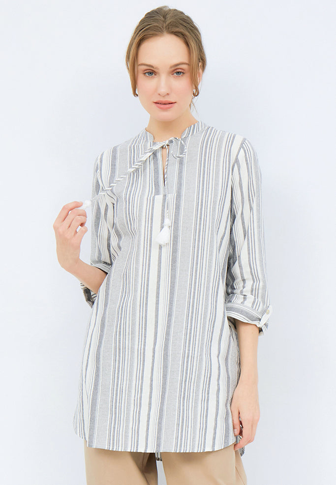 Striped Tunic with Tassel Details