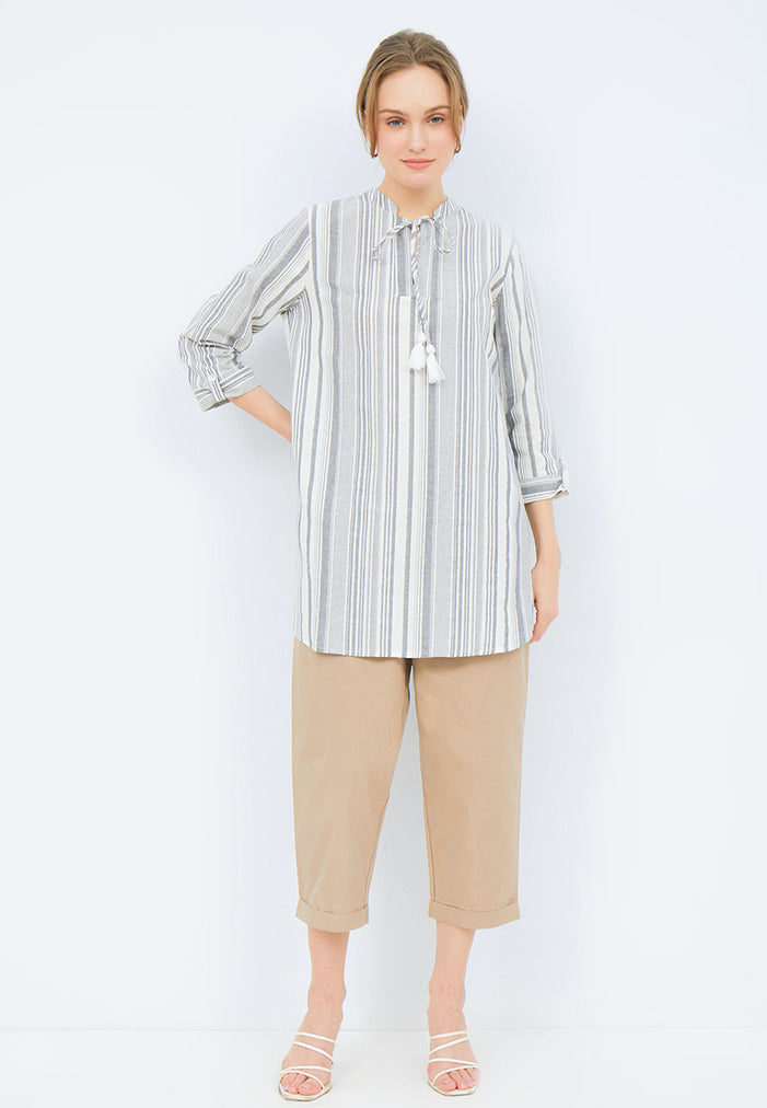 Striped Tunic with Tassel Details