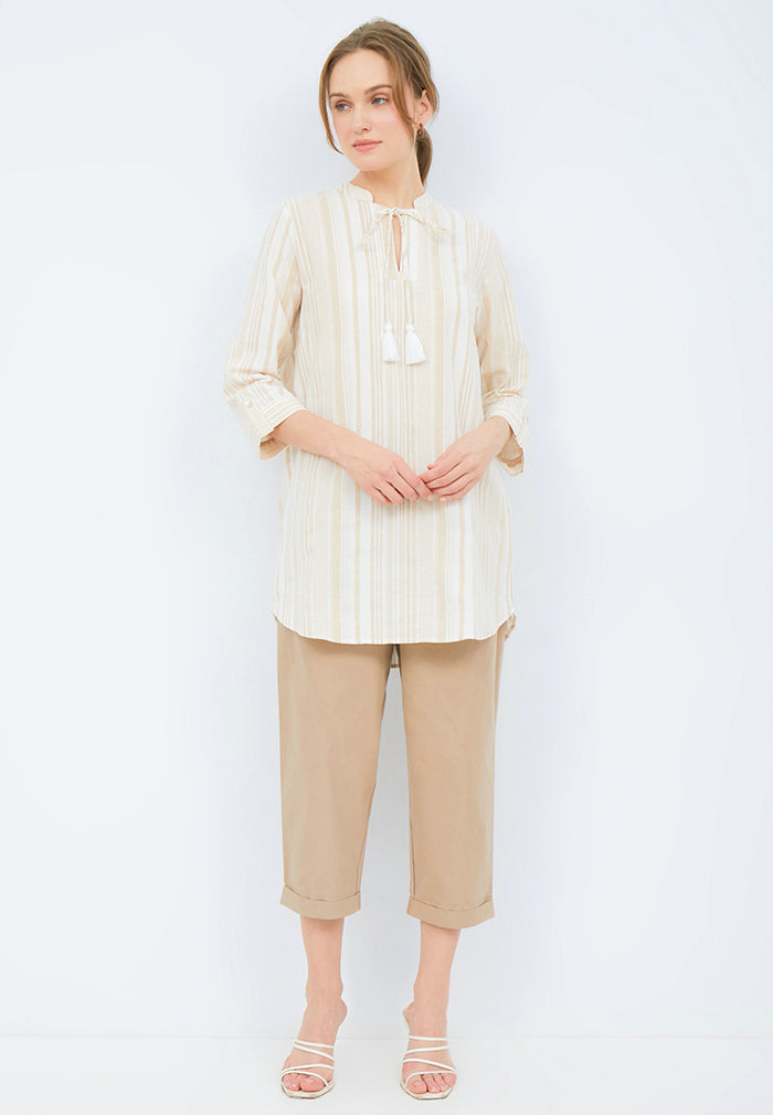 Striped Tunic with Tassel Details