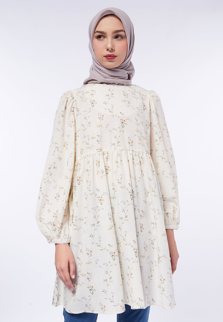 Printed Balloon Sleeves Tunic