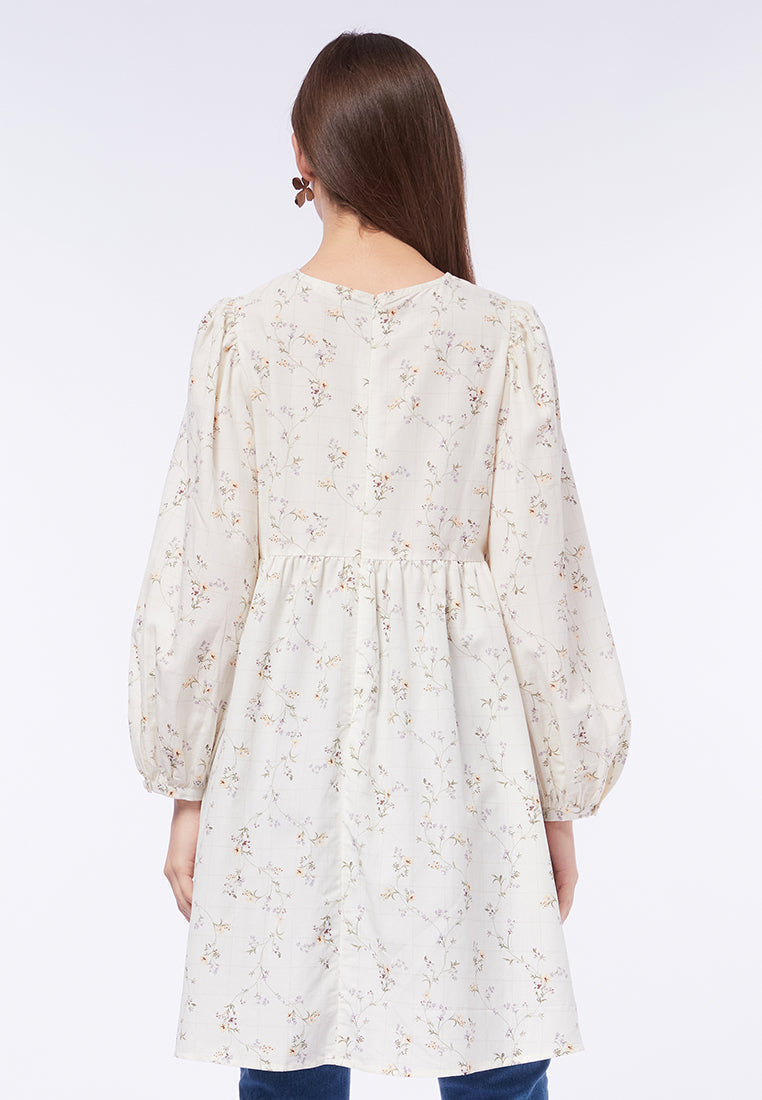 Printed Balloon Sleeves Tunic
