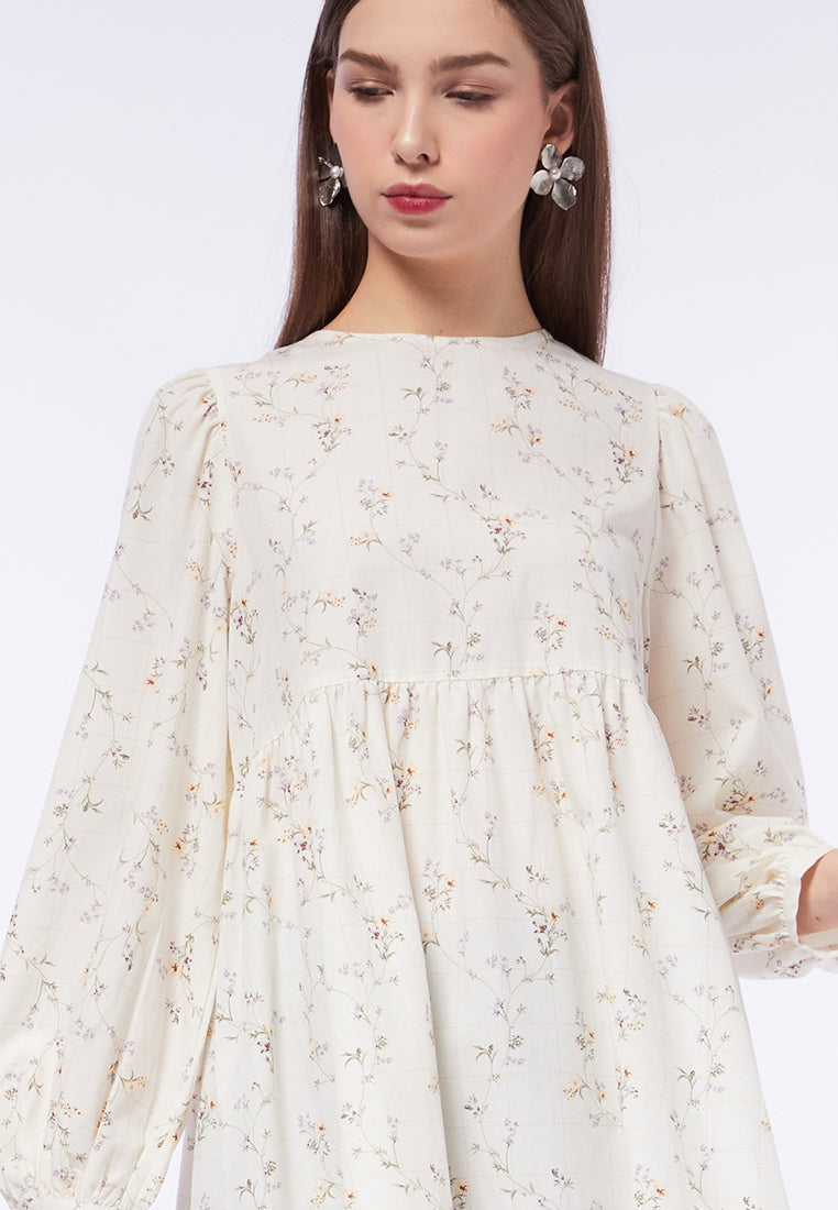 Printed Balloon Sleeves Tunic