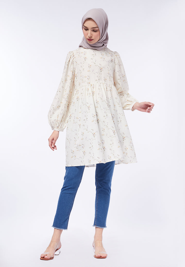 Printed Balloon Sleeves Tunic