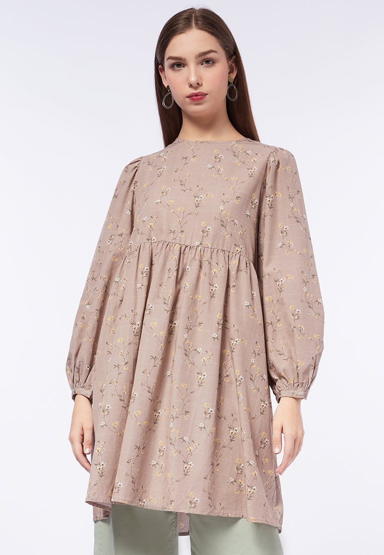 Printed Balloon Sleeves Tunic