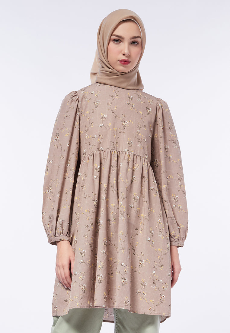 Printed Balloon Sleeves Tunic
