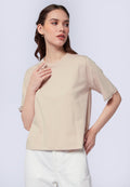 Round Neck T-Shirt with Lace Trim