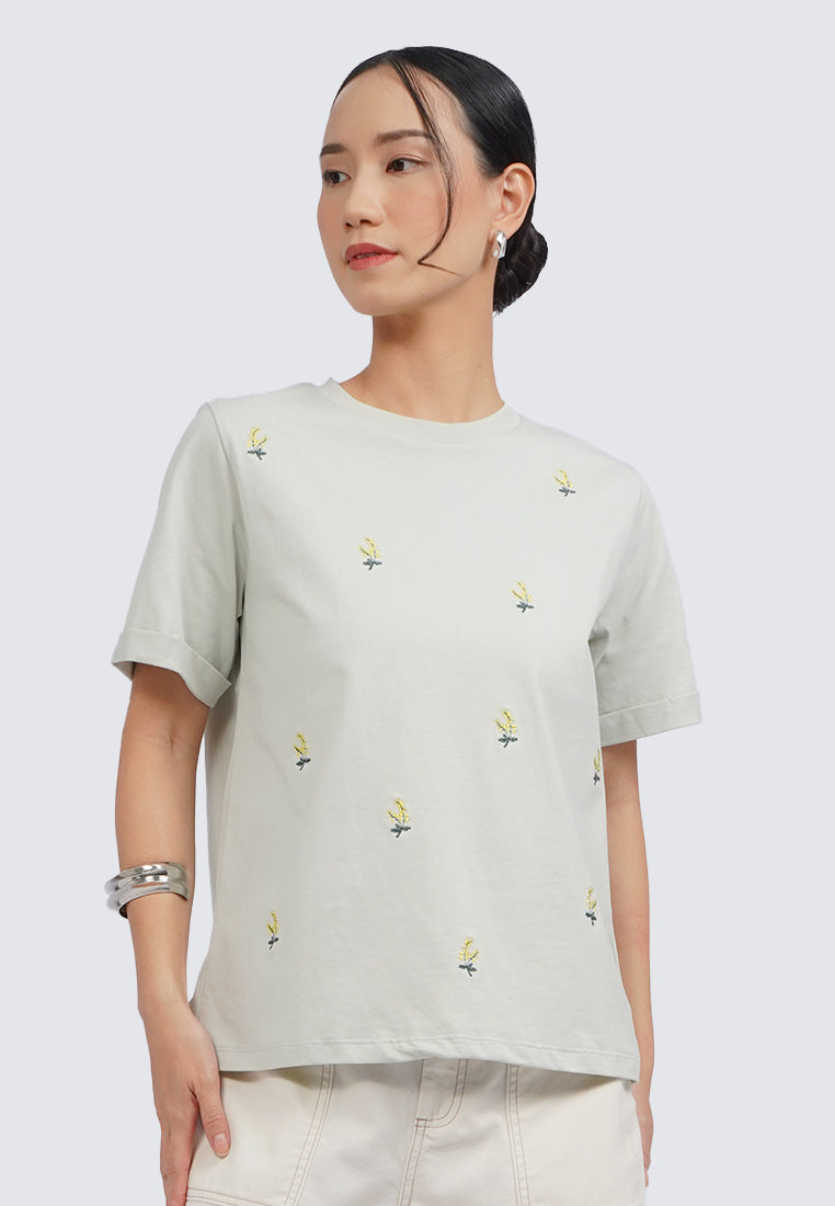Embroidered Short Sleeve Top