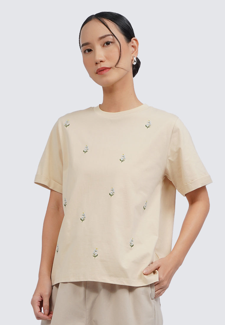 Embroidered Short Sleeve Top