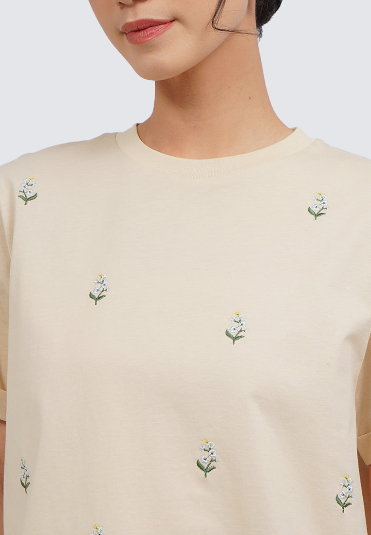 Embroidered Short Sleeve Top