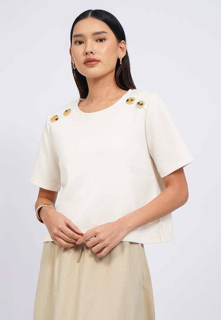 Button Details Short Sleeve Top