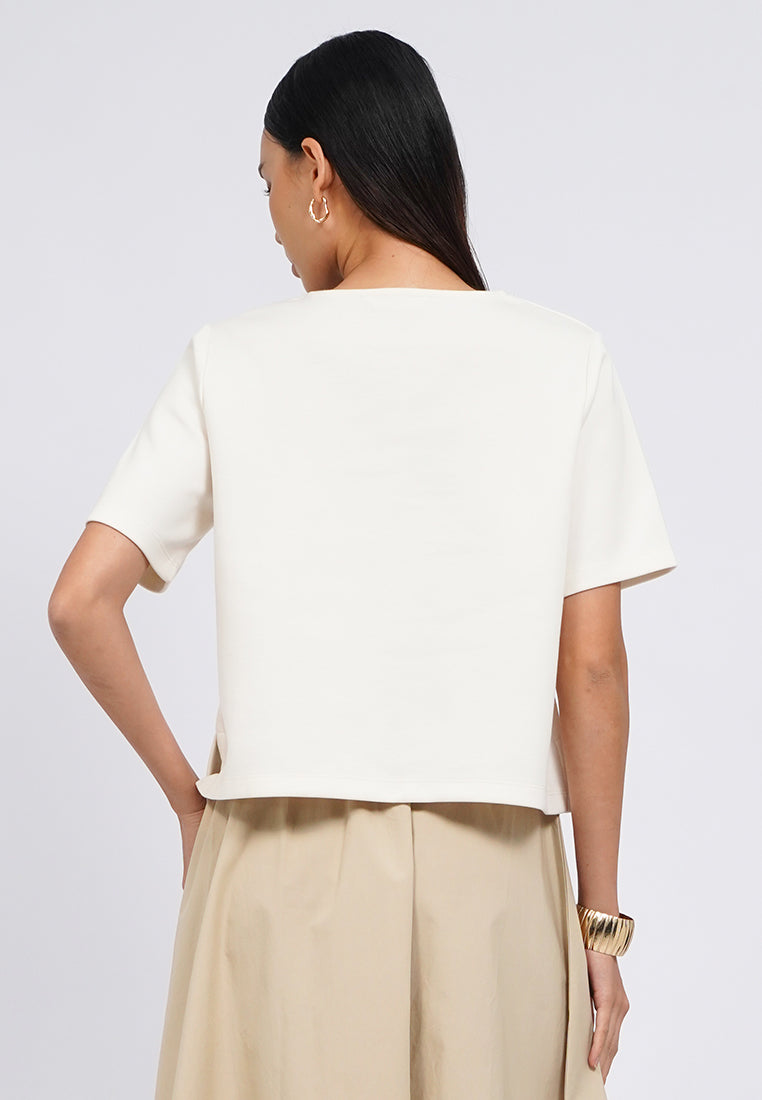 Button Details Short Sleeve Top