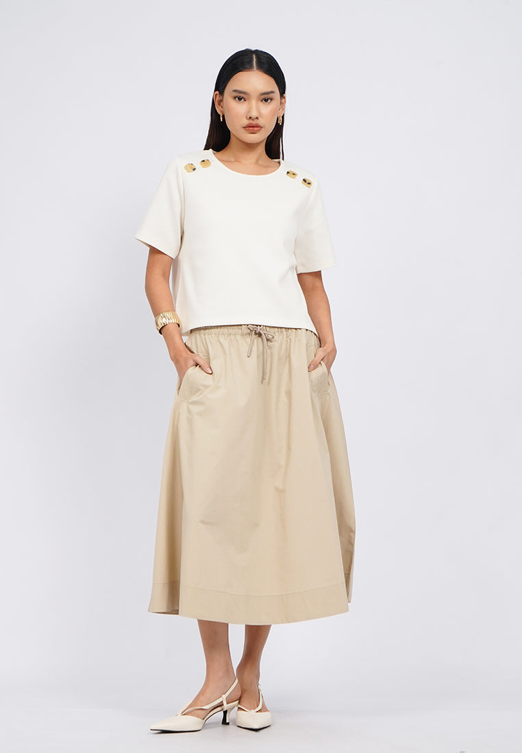 Button Details Short Sleeve Top