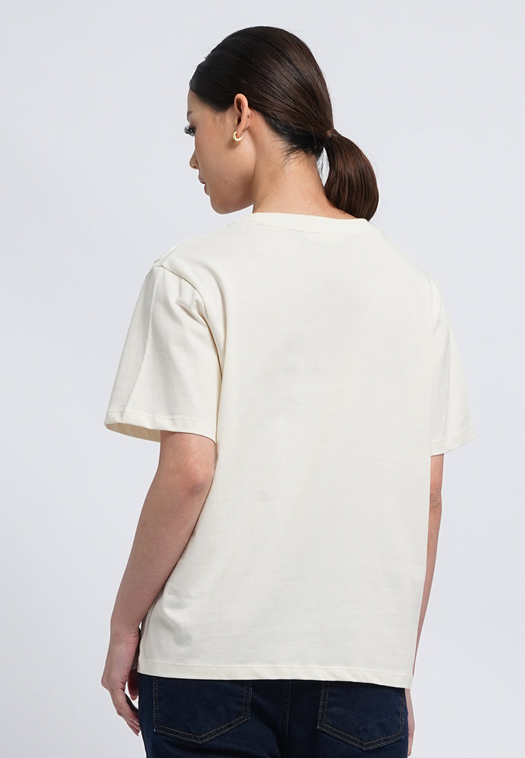 Flower Details Short Sleeve T-Shirt