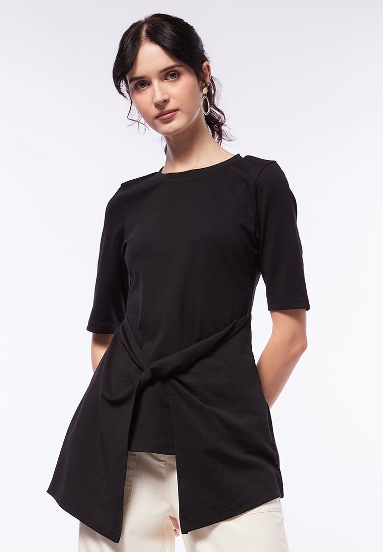 Short Sleeve Top with Drapery